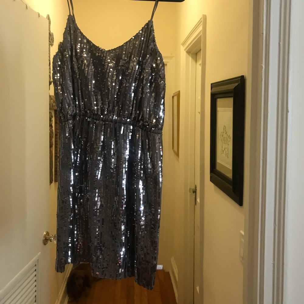 Grey sequin mini dress